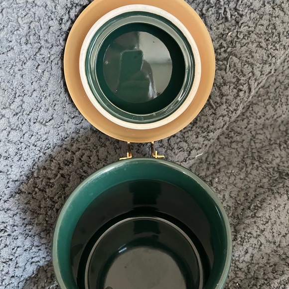 Starbucks Coffee Canister Green Gold Logo Mermaid Jar Ceramic Bee House 5.5" - Picture 2 of 3